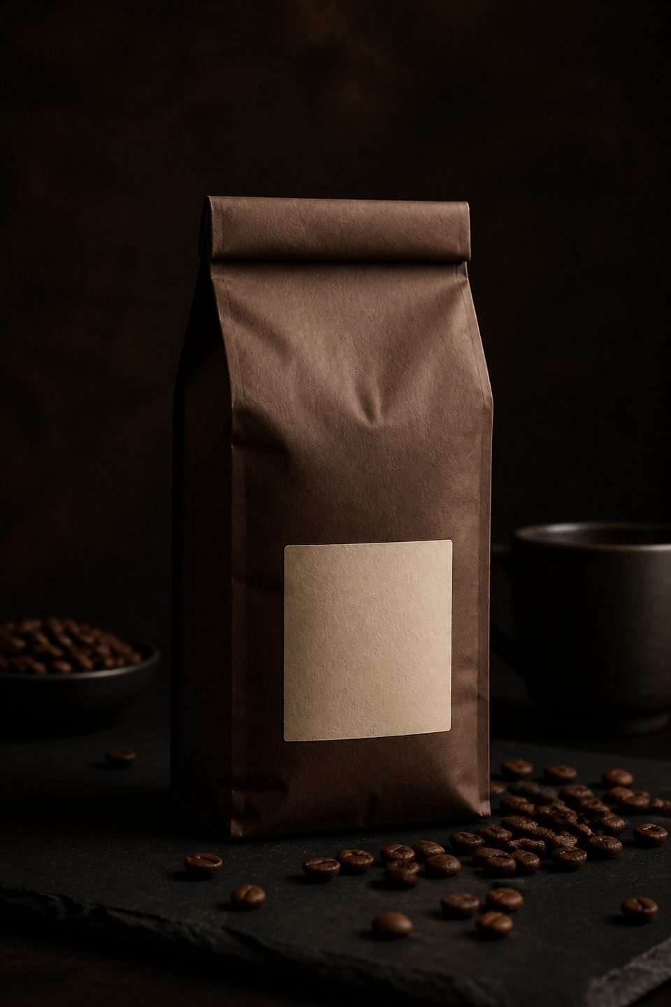A craft coffee bag photographed for analysis